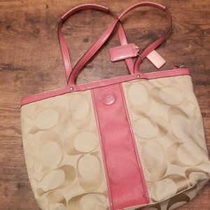 Tan and Pink Coach Purse